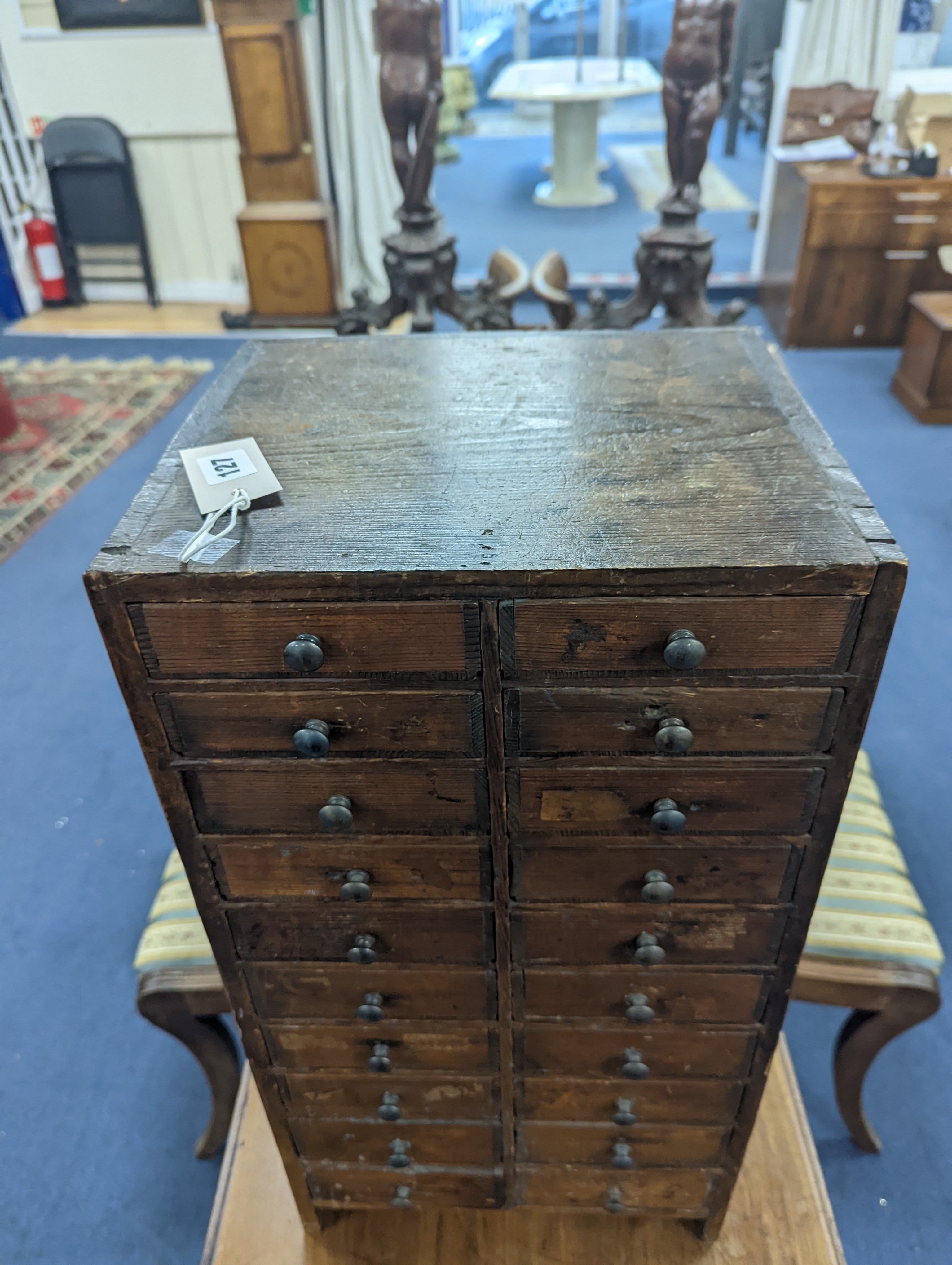 A Victorian pine 20 drawer collector's chest, width 31cm, depth 27cm, height 59cm